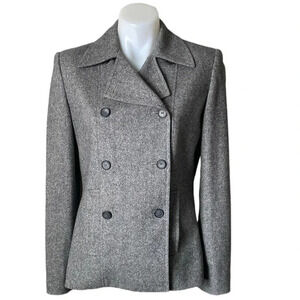 ANN TAYLOR | Classic Wool Blend Fitted Double Breasted Gray Blazer Size 4
